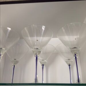Elegant Martini Glasses with Blue Stems